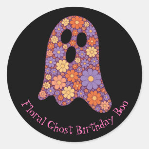 Adesivo Redondo Ghost Boo Sticker Fácil, Floral