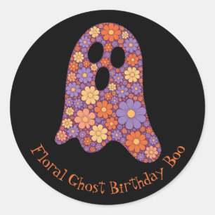 Adesivo Redondo Ghost Boo Sticker Fácil, Floral