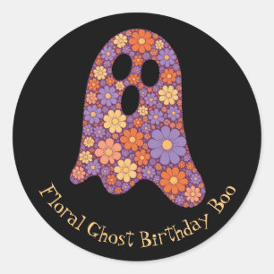 Adesivo Redondo Ghost Boo Sticker Fácil, Floral