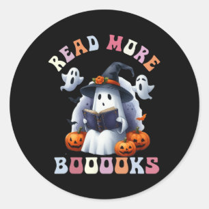 Adesivo Redondo Ghost Book Bonito Leia Mais Livros Engraçado Profe