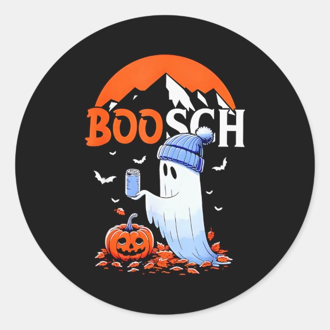Adesivo Redondo Ghost Boosch Beer Halloween  (Frente)