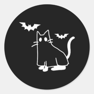 Adesivo Redondo Ghost Cat Pocket Halloween Figurume Men Mulheres C