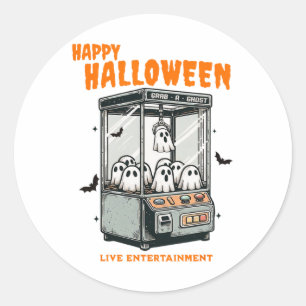 Adesivo Redondo Ghost Claw Game Happy Halloween