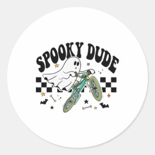 Adesivo Redondo Ghost Cyclical Bike Retro Halloween Party C