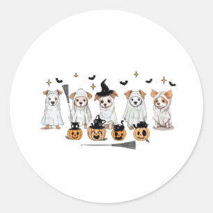 Adesivo Redondo Ghost Dog Black Cat Pumpkin Halloween Sticker