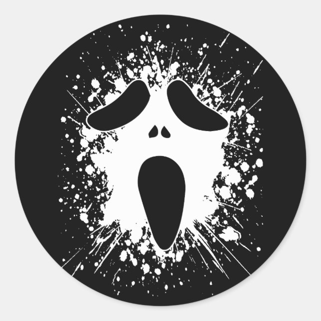 Adesivo Redondo Ghost Face Halloween Splatter Sticker (Frente)