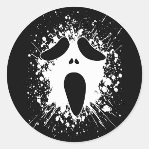 Adesivo Redondo Ghost Face Halloween Splatter Sticker