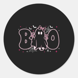 Adesivo Redondo Ghost Floral Boo Halloween Boy Ghost Spo