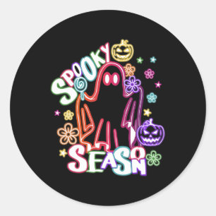 Adesivo Redondo Ghost Floral Coquette Halloween Pumpkin Spook