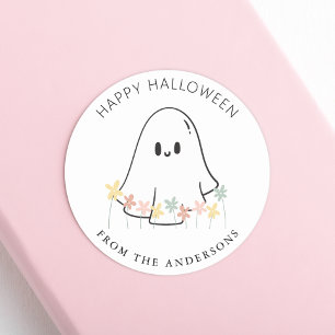 Adesivo Redondo Ghost Floral Halloween