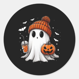 Adesivo Redondo Ghost Ghost Coffee Halloween Ghost Ice Cof