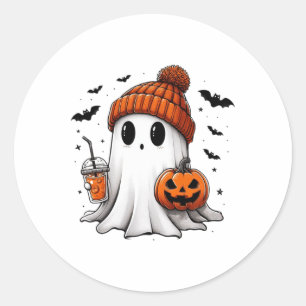Adesivo Redondo Ghost Ghost Coffee Halloween Ghost Ice Cof