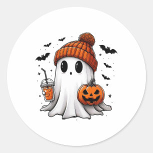 Adesivo Redondo Ghost Ghost Coffee Halloween Ghost Ice Cof