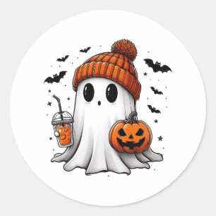 Adesivo Redondo Ghost Ghost Coffee Halloween Ghost Ice Cof