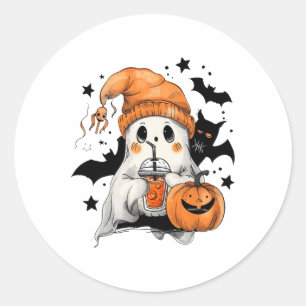 Adesivo Redondo Ghost Ghost Coffee Halloween Ghost Ice Cof