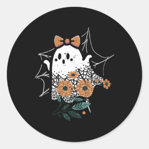 Adesivo Redondo Ghost Ghost Dançando Bonito Retro Halloween Menina