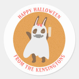 Adesivo Redondo Ghost Ghost Girly Bunny Happy Halloween Nome da Fa