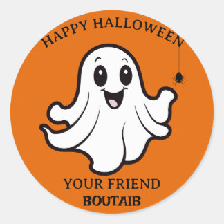 Adesivo Redondo Ghost Ghost Pumpkin Feliz Halloween Personalizado"