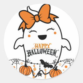 Adesivo Redondo Ghost Halloween Hoodie Bonito Spooky