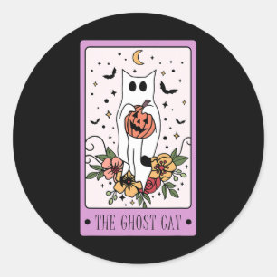 Adesivo Redondo Ghost Halloween Pumpkin Cat Lov