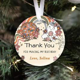 Adesivo Redondo Ghost Halloween Retro Groovy Aniversário