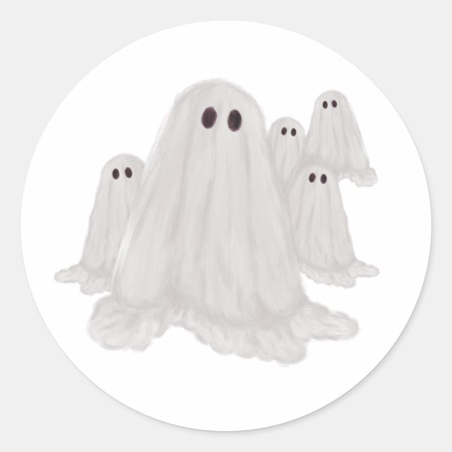 Adesivo Redondo Ghost Halloween Stickers (Frente)