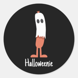 Adesivo Redondo Ghost Hot Dog Halloweenie Figurume Divertido Comid