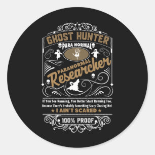 Adesivo Redondo Ghost Hunter Paranormal Vintage Whiskey Style Desi