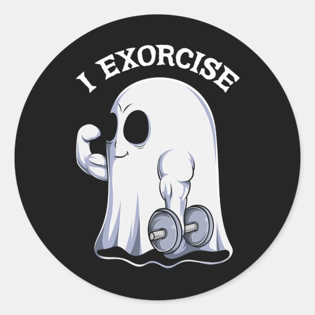 Adesivo Redondo Ghost I Exorcize Diversificação Exercício Gym Work (Frente)
