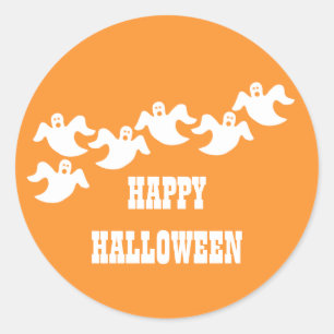 Adesivo Redondo Ghost Party Halloween Stickers, Orange