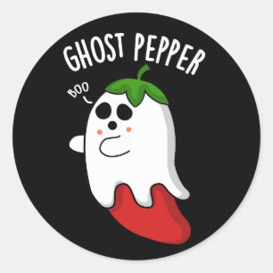 Adesivo Redondo Ghost Pepper Funny Chili Pun Dark BG