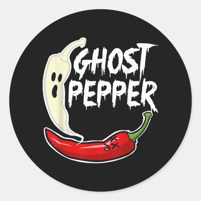 Adesivo Redondo Ghost Pepper Funny Spicy Hot Halloween Peppe (Frente)