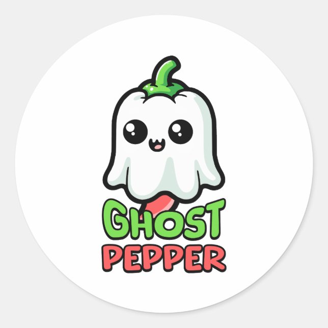 Adesivo Redondo Ghost Pepper! Pun De Pimenta Quente (Frente)