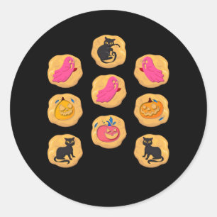 Adesivo Redondo Ghost Pumpkin Cat Halloween Suga