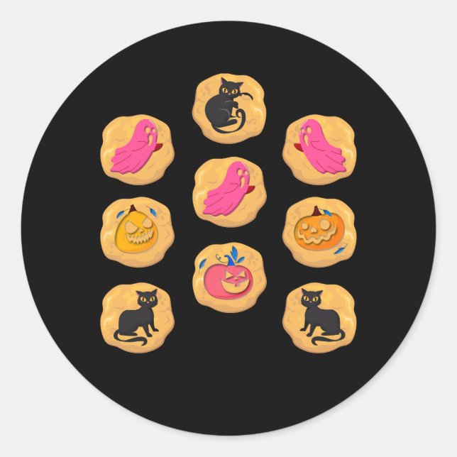 Adesivo Redondo Ghost Pumpkin Cat Halloween Suga (Frente)