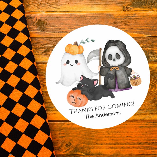 Adesivo Redondo Ghost Pumpkin Grim Reaper Black Fresco Bonito Hall (Criador carregado)