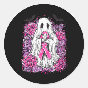 Adesivo Redondo Ghost Ribbon Breve Cancer Sensibilização Halloween