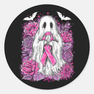 Adesivo Redondo Ghost Ribbon Breve Cancer Sensibilização Halloween