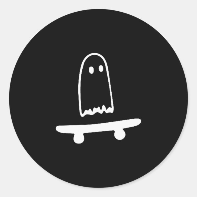 Adesivo Redondo Ghost Skateboard Lazy Halloween Costume Funny Skat (Frente)