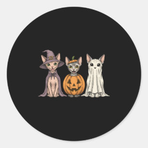 Adesivo Redondo Ghost Sphynx Cat Lover Pumpkin Halloween Longo