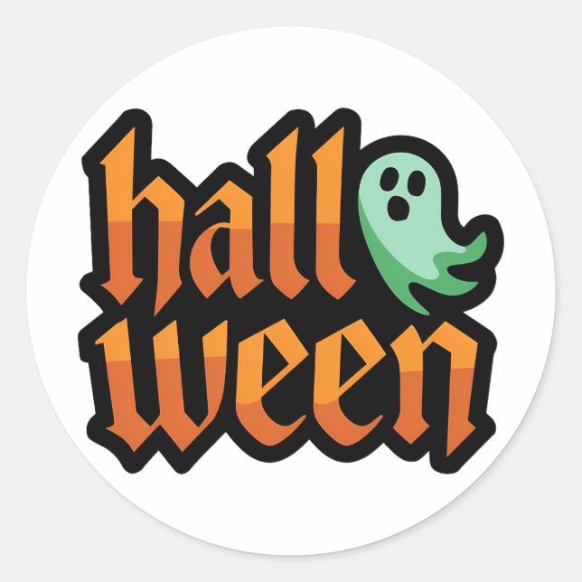 Adesivo Redondo Ghost Sticker Verde Halloween (Frente)