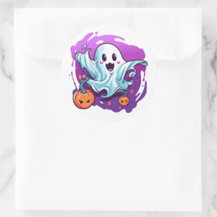 Adesivo Redondo Ghost Stickers Halloween