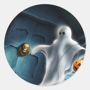 Adesivo Redondo Ghost Stickers Halloween