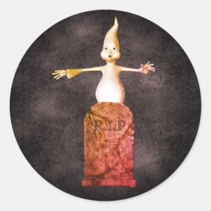 Adesivo Redondo Ghost Tombstone Halloween Engraçado 