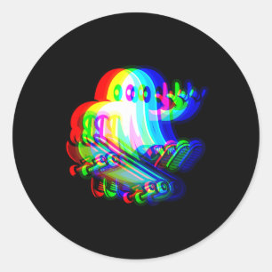 Adesivo Redondo Ghost Trippy Vaporwave Halloween Techno Rave Edm M