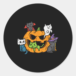 Adesivo Redondo Ghost Zombie Vampiro Gatos De Bruxas Em Pumpkin Cu