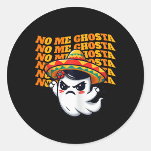 Adesivo Redondo Ghosta Engraçado Mexicano Halloween Ghost Women 1