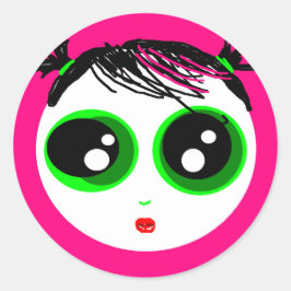Adesivo Redondo Ghostie Girl Sticker (Rosa Quente)