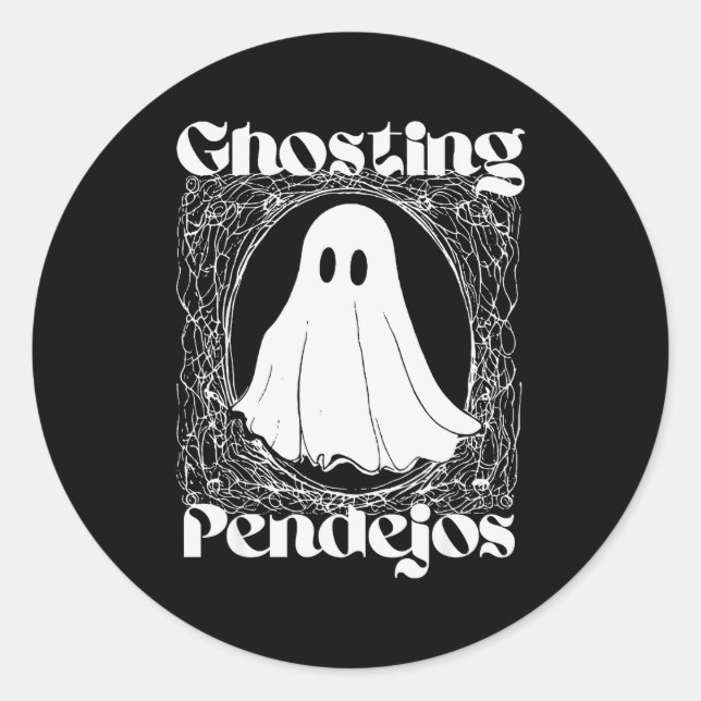 Adesivo Redondo Ghosting Pendejos Funny Mexican Ghost Halloween Hi (Frente)