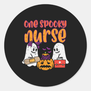 Adesivo Redondo Ghosts Uma Enfermeira Spooky Enfermeira Halloween